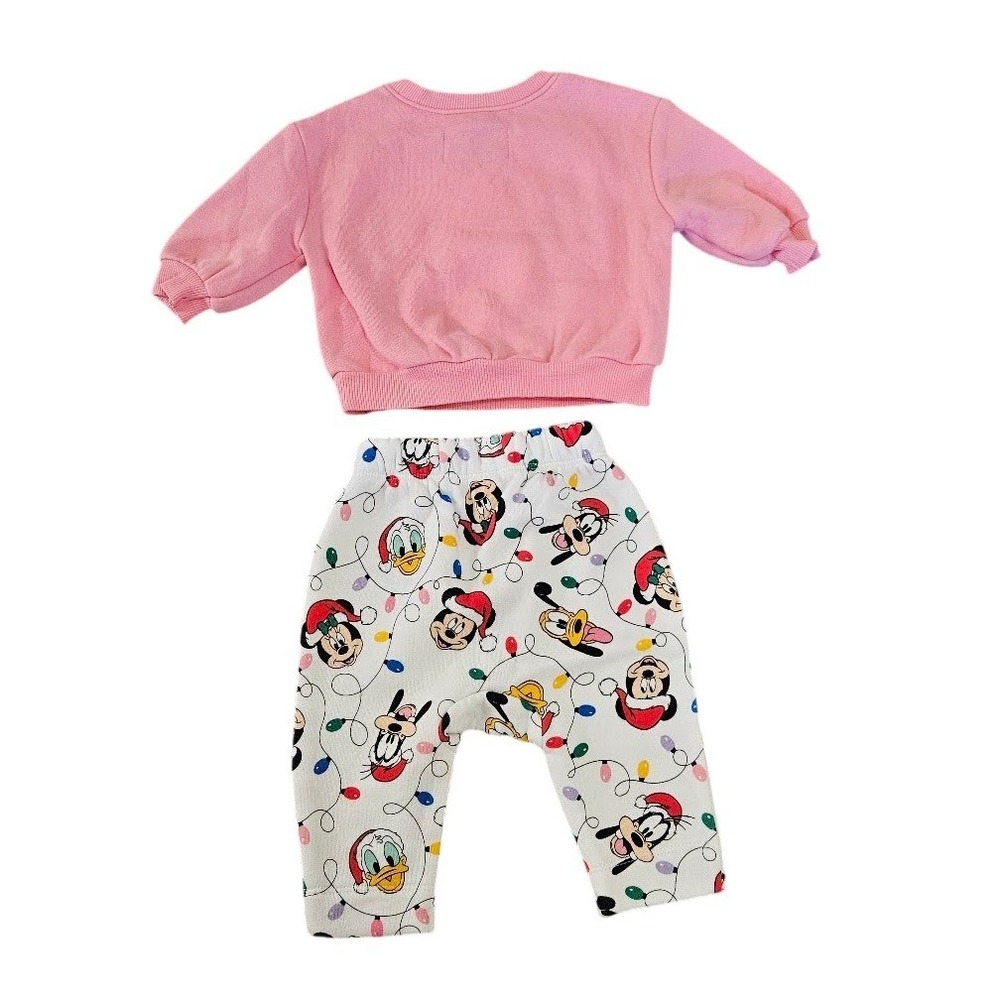 Old Navy Disney Baby Minnie Mouse Christmas Sweatshirt Jogger Set Pink 0-3M - Picture 4 of 4